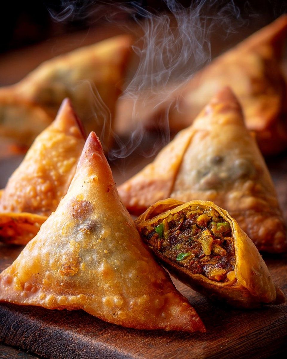 Steaming Ethiopian sambusas